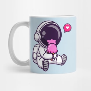 Cute Astronaut Eating Ice Cream Cartoon Mug